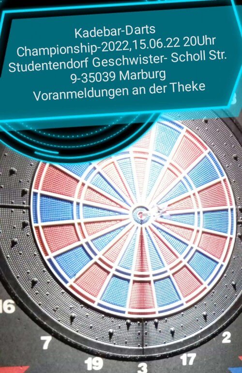 Kade Bar Dartturnier Flyer als PDF Plakat für das Dart Turnier im MKZ